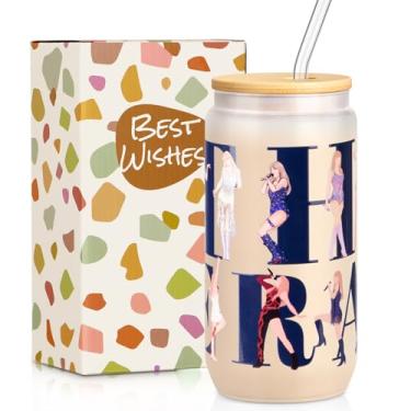 Imagem de Copo de vidro Best Era, presentes de produtos para amantes de música para mulheres, amizade, ideia de presente de aniversário para mulheres, xícara de café inspirada em 473 ml com tampa e canudos