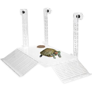 Imagem de AnRui Plataforma suspensa de tartaruga acrílica 45,5 cm x 30,5 cm para aquário de 10-30 galões, fácil de observar