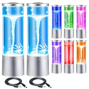 Imagem de Hortsun 2 peças, lâmpada de tornado de 26,9 cm, lâmpada de LED com mudança de 7 cores, fabricante de tornados, luzes noturnas Twister Hurricane operadas por cabo USB, presente de decoração da natureza