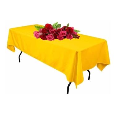 Imagem de Toalha de Mesa Oxford Grossa Retangular Decorativa para Sala de Jantar – Diversas Cores (Laranja,Liso)