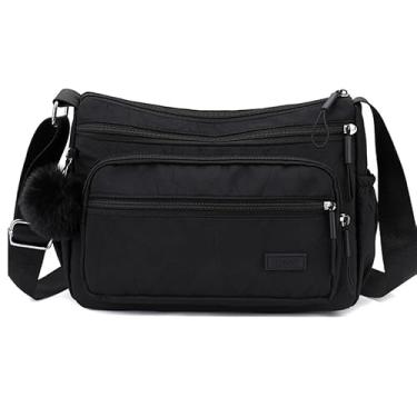Imagem de Bolsa Feminina Transversal Multifuncional com Vários Bolsos e Pompom (2712 preto)
