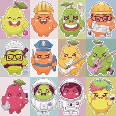 Imagem de Adesivo Fofo Kawai para Crianças Decoração de Quarto e Caderno Personagens de Desenho Animado com Robô e Capacete 40x40cm