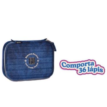 Imagem de Estojo Grande Jeans Rebecca Bonbon Escolar Juvenil Com 36 Espaços - Cl