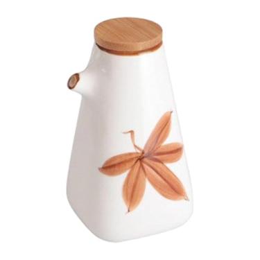 Imagem de Ioensy Frasco dosador de óleo de cerâmica para cozinha doméstica e restaurante, 220ml, estilo chinês, com tampa de madeira, ideal para molhos Ponzu, Shoyu e, Style a