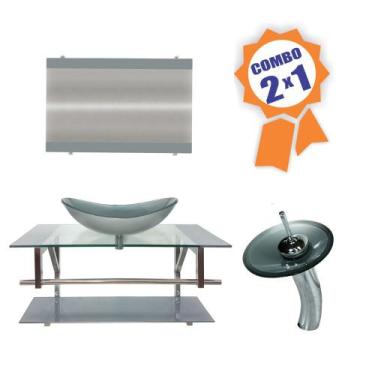 Imagem de Combo 2 em 1 - Gabinete 90cm Romênia + Torneira Ibiza - EKASA, Prata