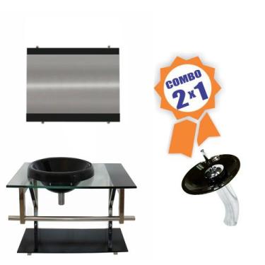 Imagem de Combo 2 em 1 - Gabinete  70cm França + Torneira Ibiza - EKASA, Preto