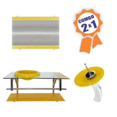 Imagem de Combo 2 em 1 - Gabinete 90cm Áustria + Torneira Ibiza - EKASA, Amarelo