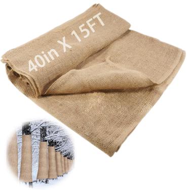 Imagem de Tecidos de serapilheira naturais de 101,6 cm x 4,5 m, proteção contra congelamento, cobertores de plantas de geada de inverno, rolos de envoltório de árvores, protetores de tronco de árvore, rolos de