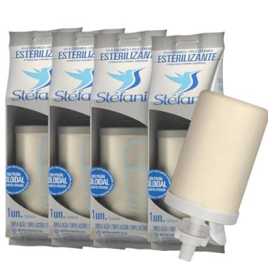 Imagem de Kit 4 Velas Esterilizantes Stéfani Tripla Ação | Filtro de Barro e Purificador por Gravidade | Cerâmica Microporosa, Carvão Ativado e Prata Coloidal | Água Pura e Saudável