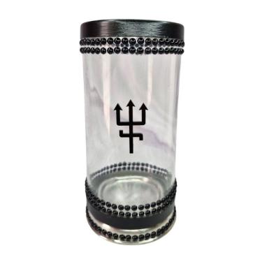 Imagem de Porta Vela 7 Dias 18Cm Vidro Exu Preto + Presente