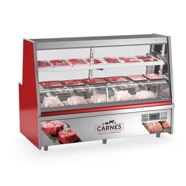 Imagem de Balcão de Açougue Refrigerado Turino Vermelho 220V GRTA-200 VM Gelopar