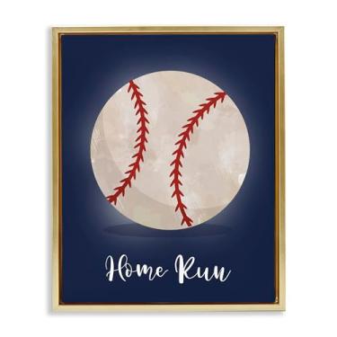 Imagem de Stupell Industries Arte de parede em tela flutuante marrom Game On Home Run, design de Christine Simpson Art, 78 x 63 cm