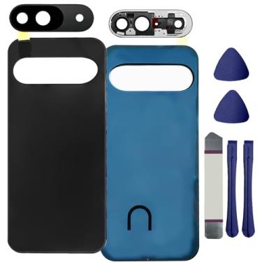 Imagem de Substituição de vidro traseiro para Pixel 9 para Google Pixel 9 Tampa traseira de vidro com fita pré-instalada e lente de câmera + ferramentas (obsidiana)