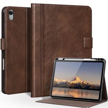 Imagem de CPNVWA Capa de couro para iPad A16 11ª geração de 11 polegadas, iPad 10ª geração de 10,9 polegadas, capa fólio de couro premium com suporte para Apple Pencil, despertar/hibernar automaticamente