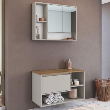 Imagem de Armário de Banheiro Bacelona 3 Portas com Espelho Arenas - Art In Móveis