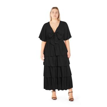 Imagem de City Chic Vestido feminino - gravata Maya, Preto, 25 Plus Size