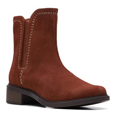 Imagem de Clarks Bota feminina Maye zíper cano médio, Camurça marrom escuro, 5.5
