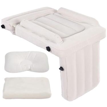Imagem de Cama inflável de avião infantil – Extensor de assento de cama de viagem para crianças com bolsa de transporte, bomba de ar, travesseiro e cobertor – Colchão de ar portátil para crianças, essenciais de