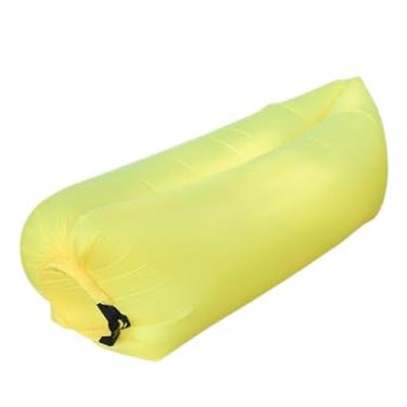 Imagem de Sofá inflável de cor sólida, moderno, cadeira inflável, 8 opções de cores, acessórios de acampamento, sofá, rede de acampamento, quintal, lago, caminhadas, festival de música, praia (amarelo)