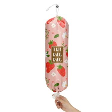 Imagem de IHopes+ Suporte de saco de plástico, organizador de sacolas de compras estilo country reutilizável e lavável, para decoração de casa, cozinha, viagem, acampamento, use 1 pacote, padrão de morango