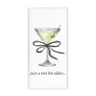 Imagem de Lengues Toalhas de cozinha para decoração de martini com arco coquete verde, presentes de coquetel para mulheres, toalha de prato de mão para decoração de bar, presentes para amantes de martini
