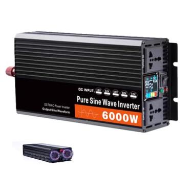 Imagem de 48V to 110V 50HZ,Inversor de Onda Senoidal Pura 6000W, Inversor de Energia para Carro DC 12V 24V 48V 60V 72V para AC 110V/220V, 2 Tomadas AC para Furacões, Falta de Energia