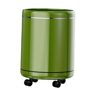Imagem de FytStycale Lixeira redonda estilo vintage multifuncional decorativa para quarto, escritório, cozinha e ambientes internos, Rodas Verdes