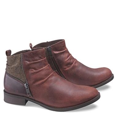 Imagem de Cat Footwear Bota feminina Kiley de couro plissado, cano curto com detalhes de tweed, Sedona Tweed, 10