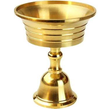 Imagem de Suporte de vela dourado metal lâmpada copo de manteiga suporte de vela latão decoração retrô candelabro decorativo