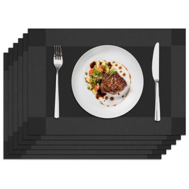 Imagem de Privalace Jogo americano de mesa de jantar, conjunto de 6 tapetes de mesa laváveis antiderrapantes resistentes ao calor, tapetes de PVC duráveis para festas de jantar ao ar livre.