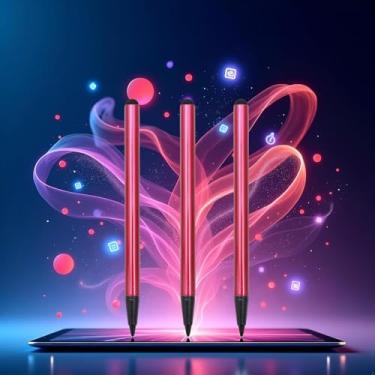 Imagem de 3 canetas Stylus para telas sensíveis ao toque, lápis Stylus universal de alta sensibilidade 3 em 1, caneta compacta e leve para todos os dispositivos com tela sensível ao toque, acessórios (vermelho