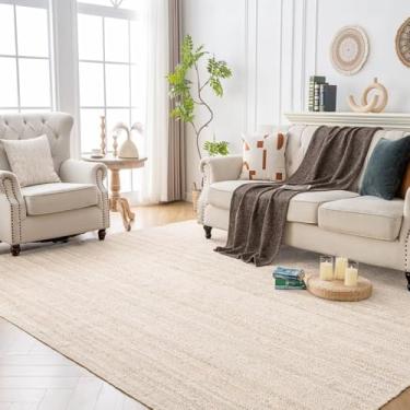 Imagem de Shatex Tapete de juta 100% fibra natural de juta, ideal para quarto, banheiro, cozinha, sala de estar, decoração de fazenda, branco