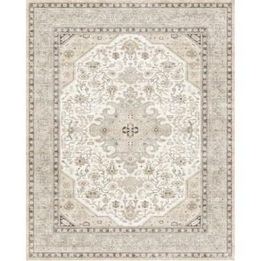 Imagem de Tapete de área de 15 x 20 cm para sala de estar: tapetes orientais antiderrapantes laváveis para quarto - Tapete de fazenda ultra fino e resistente a manchas - Decoração de casa para amantes de estilo