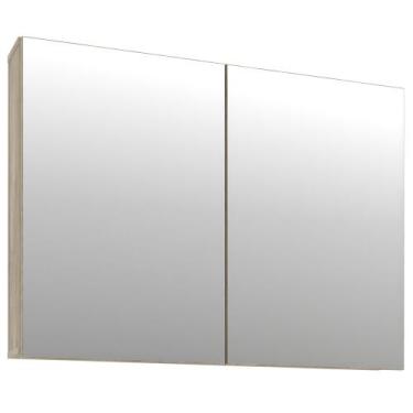 Imagem de Armário Aéreo Para Banheiro 100cm Com 02 Portas E Espelho Malbec B06 B