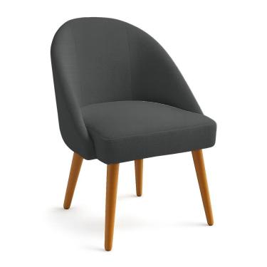 Imagem de Cadeira Poltrona De Jantar Estofada Luna Boucle Pés Palito Castanho - Pallazio Cor Grafite