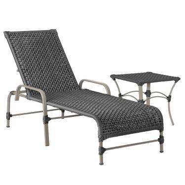 Imagem de Espreguiçadeira Catar Mesa Corda Náutica Piscina Alumínio Preto