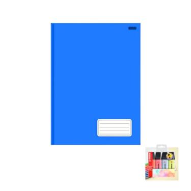 Imagem de Kit Caderno Brochurão 1 Matéria Capa Dura 96 Folhas + Caneta Esferográfica Sortida + Marca Texto Boss 4 Cores Pastel