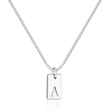 Imagem de Poxtex Colares femininos com inicial de ouro, não manchados, banhados a ouro 14K, delicados, quadrados, pingente de letra à prova d'água, A-Z, moderno, corrente fina, nome, joias personalizadas