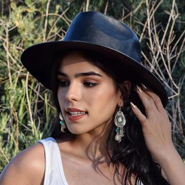 Imagem de Brincos femininos vintage de chapéu de caubói ocidental, cacto turquesa, navajo, botas de pérola, boêmio, country, concerto, concho, brincos pendentes, botas prateadas