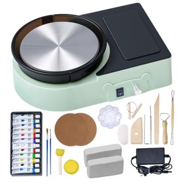 Imagem de VEVOR Mini, plataforma giratória de 15 cm para frente e para trás, velocidade ajustável, roda elétrica para crianças e adultos, com ferramentas de modelagem de argila, para bricolagem doméstica, aulas