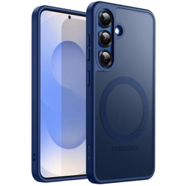 Imagem de JETech Capa Magnética para Samsung Galaxy S25+ / S25 Plus 5G, Compatível com MagSafe, Case Capinha para Translúcida Fosca Traseira à Prova de Choque (Azul-Marinho)