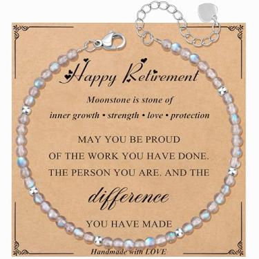 Imagem de JoycuFF Presente exclusivo de amizade para aniversário de melhor amiga, melhor amigo, colega de trabalho, presentes de Natal, pulseiras com contas de pedra da lua para mulheres, joias inspiradoras