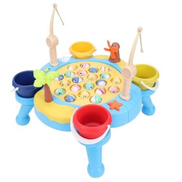 Imagem de SPYMINNPOO Jogo de Pesca para Crianças, Brinquedos de Peixe Magnéticos Embutidos Com Placa Giratória 4 para Treinamento de Coordenação Olho-mão para Crianças