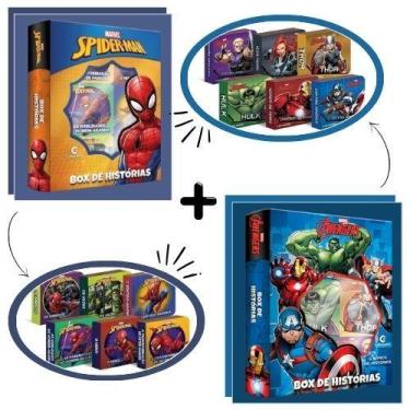 Imagem de Kit Marvel  Box 6 Minilivros Homem-Aranha + Box 6 Minilivros Vingadore
