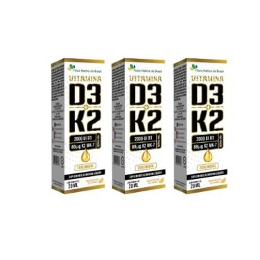 Imagem de Kit 3x Vitamina D3 2000ui + Vitamina K2 3x20ml Laranja Flora - Flora N