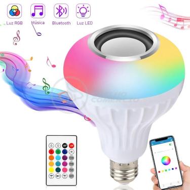 Imagem de Lâmpada Led 12W E27 Rgb Colorida Com Caixa De Som Bluetooth
