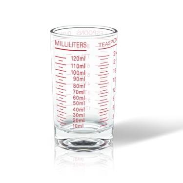 Imagem de BCnmviku Copo de medição Copo de Vidro 120 ml Líquido Pesado Espresso Linha Preta (1, Vermelho)