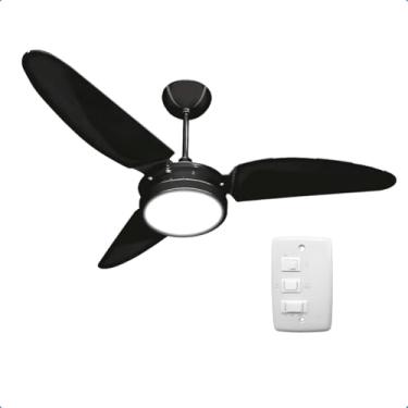 Imagem de Ventilador de Teto à Prova de Maresia Umidade Pás Policarbonato LED Amarelado 3000K Beltempo Maris 127V (Preto/Preto)