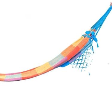 Imagem de REDE DE DESCANSO CASAL GRANDE, Confortável e Resistente, Ideal para Varanda, Quintal e Jardim(Quadriculada colorida)