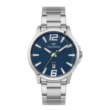 Imagem de Relógio Technos Masculino Racer Basico 2115ucn/1a Esportivo Prateado Prateado Azul-escuro-Masculino